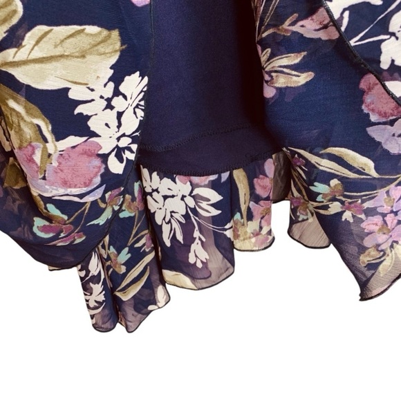 CONNECTED APPAREL Navy Purple Floral Dress Asymmetrical Hem Size 12 NEW - Picture 9 of 13